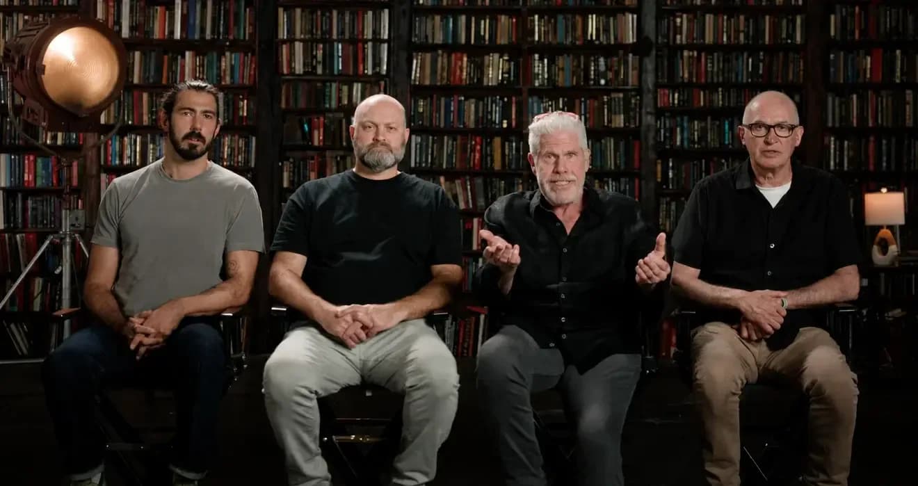Willie Morris, Dana Landry, Ron Perlman and Michael Donovan, the Watrfall founders, in a still from the Watrfall primer